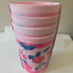 Vera Bradley Pink Plastic Pool Cups. Set of 4. Rosy Garden Picnic. NWT